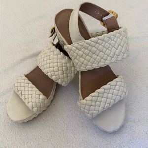 Aerosoles Woven Platform Cream Sandals 8.5